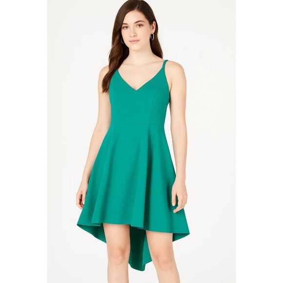 B. Darlin Green High-Low Fit & Flare Strappy Back Dress Juniors 13/14 NWT - Picture 1 of 10